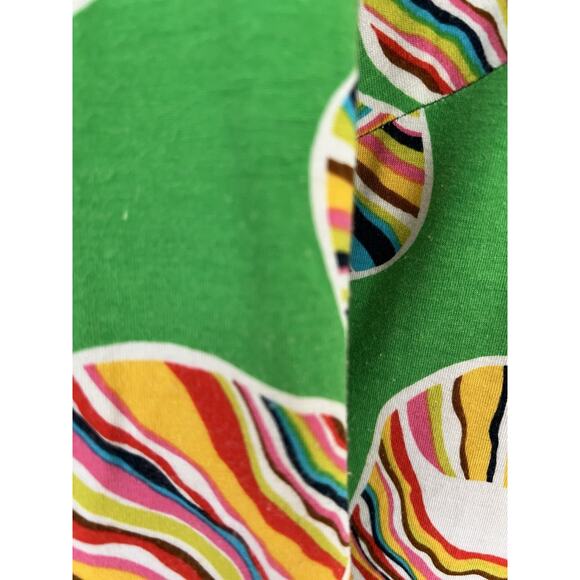 Trina Turk Dress Camellia Cover Up Resort Beach Size 2 Green 35” Psychedelic 3/4 - Picture 7 of 16